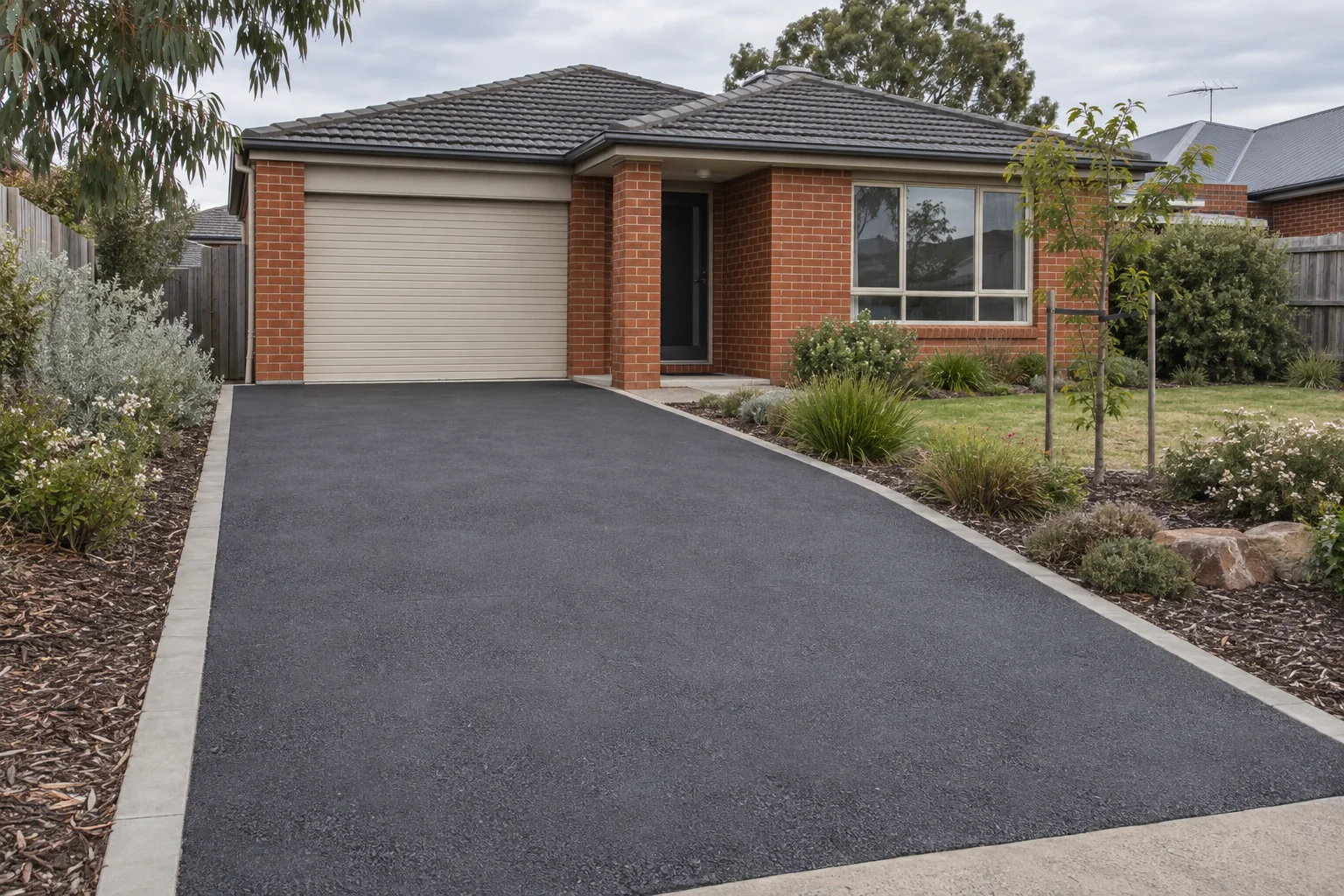 Finished asphalt in a Geelong-style residential setting