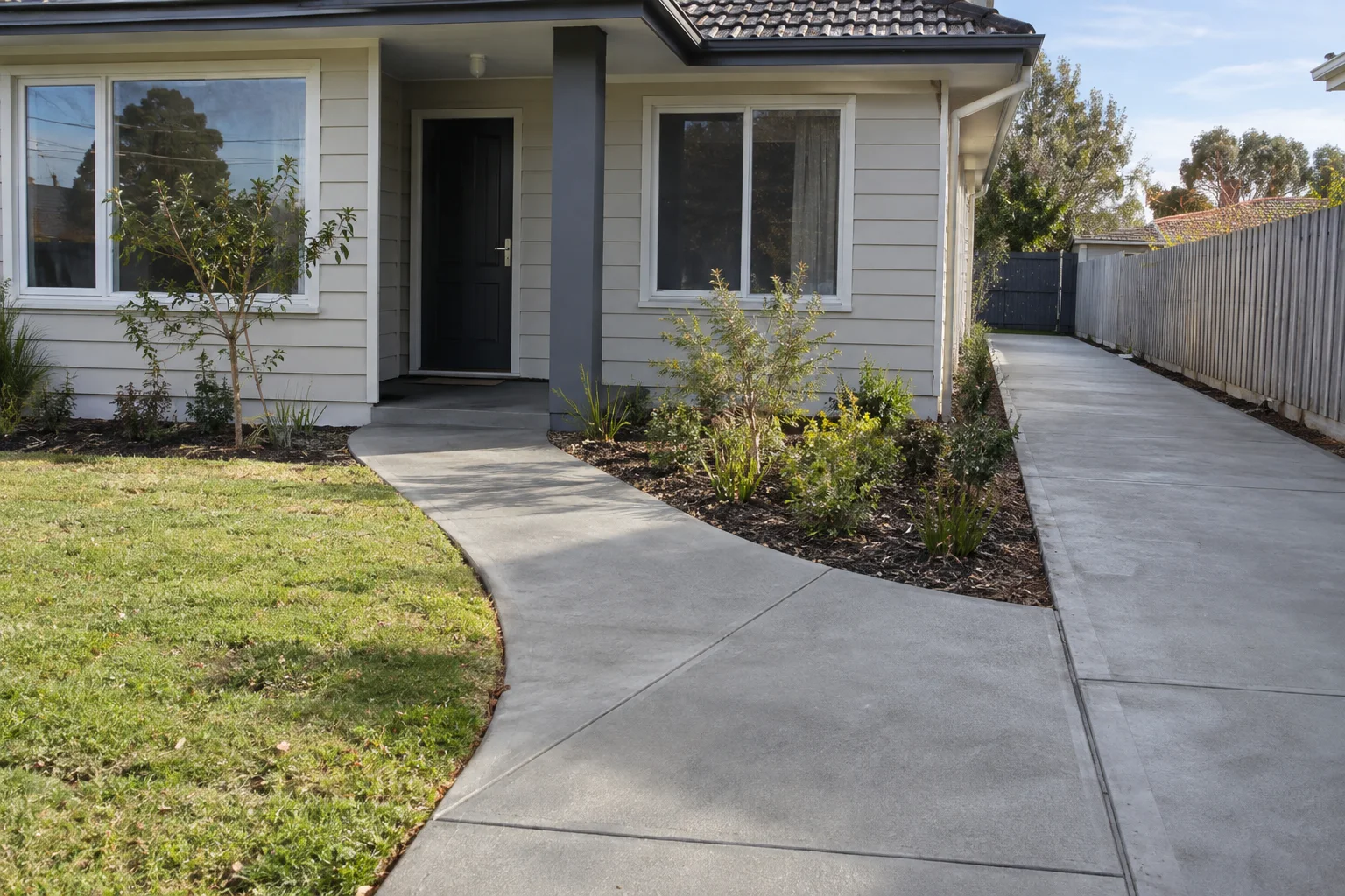 Finished pathways in a Geelong-style residential setting